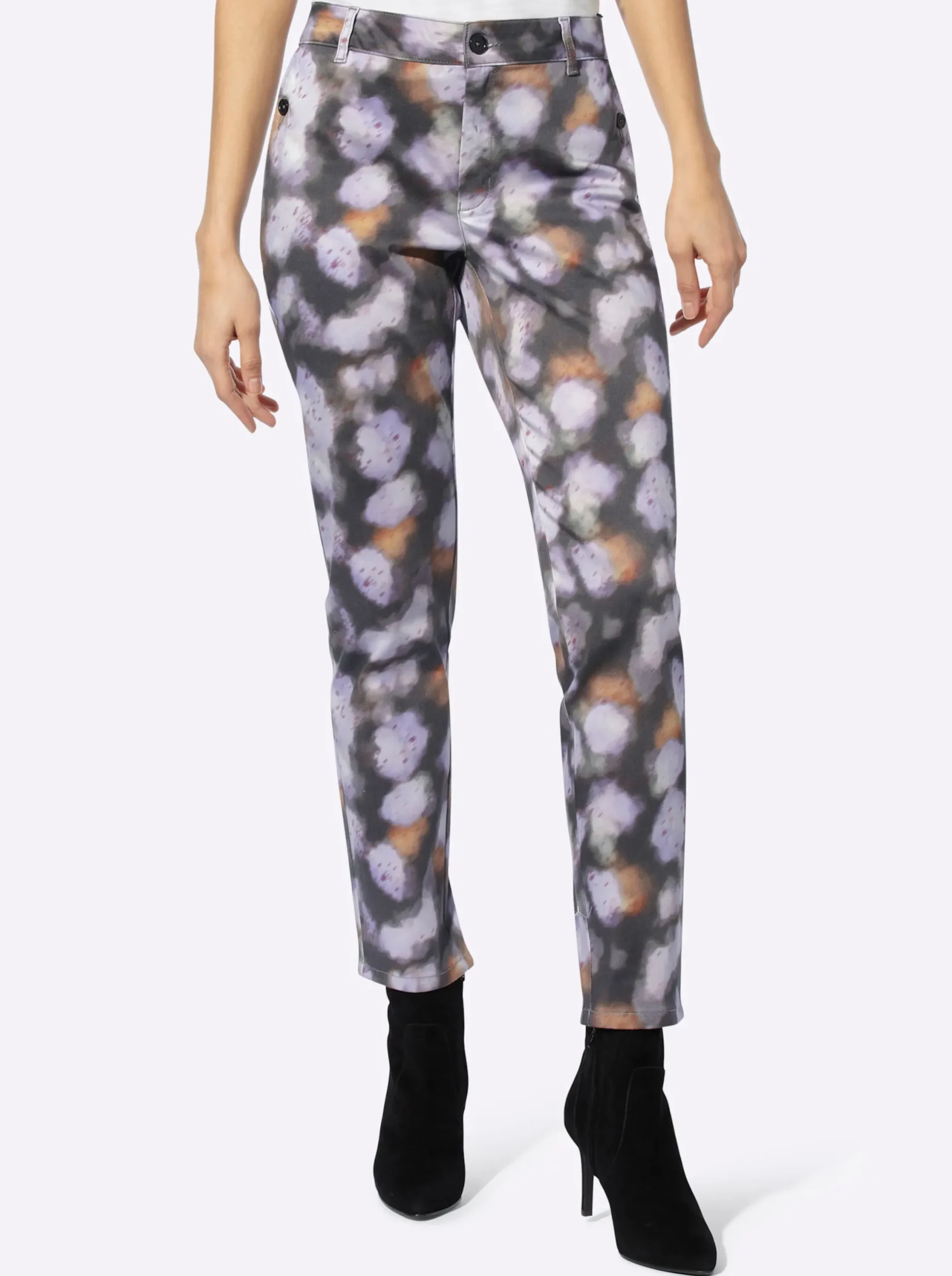 Hosen|heine 7/8-Hose graphit-lavendel-bedruckt