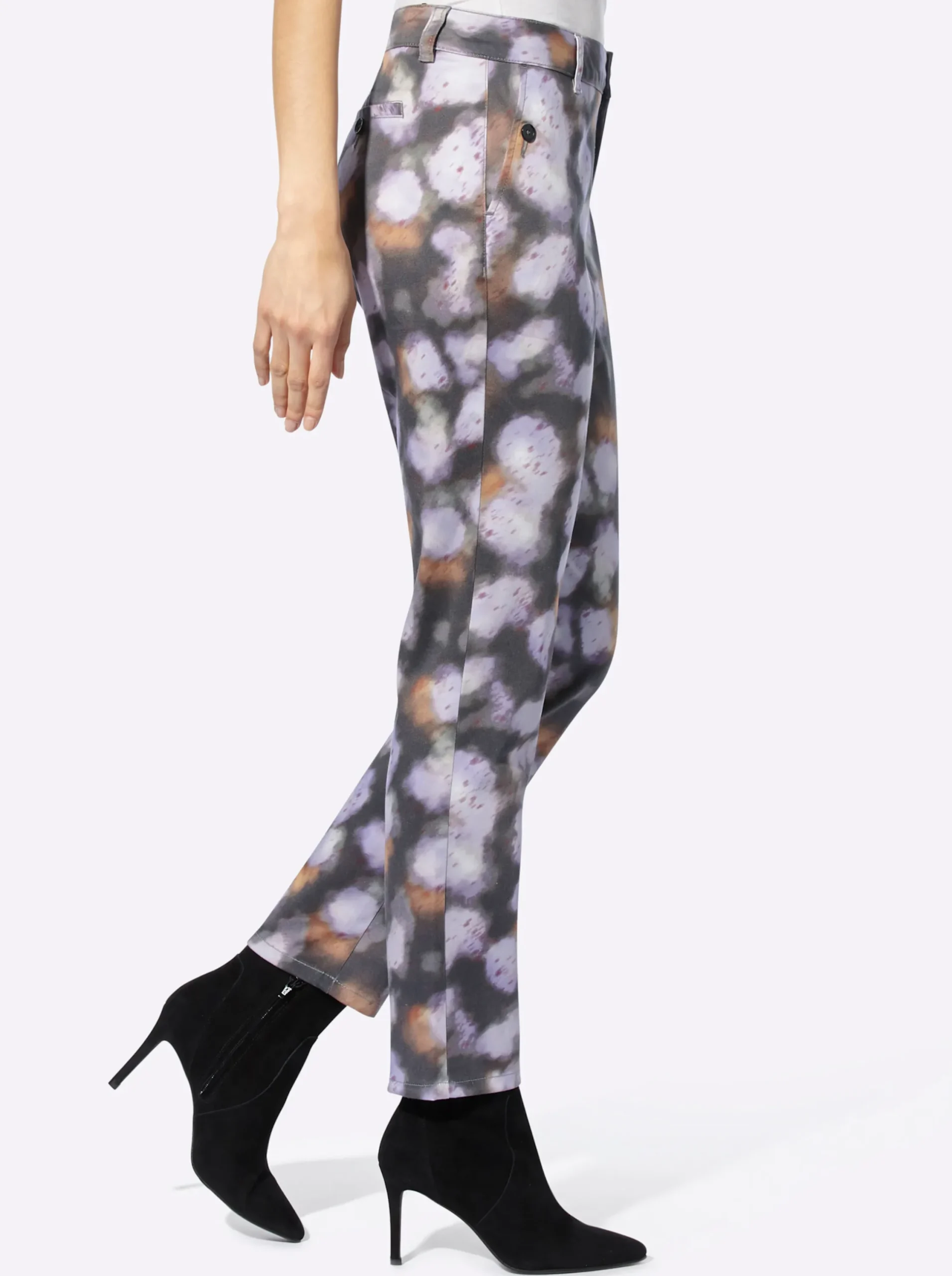 Hosen|heine 7/8-Hose graphit-lavendel-bedruckt