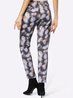 Hosen|heine 7/8-Hose graphit-lavendel-bedruckt