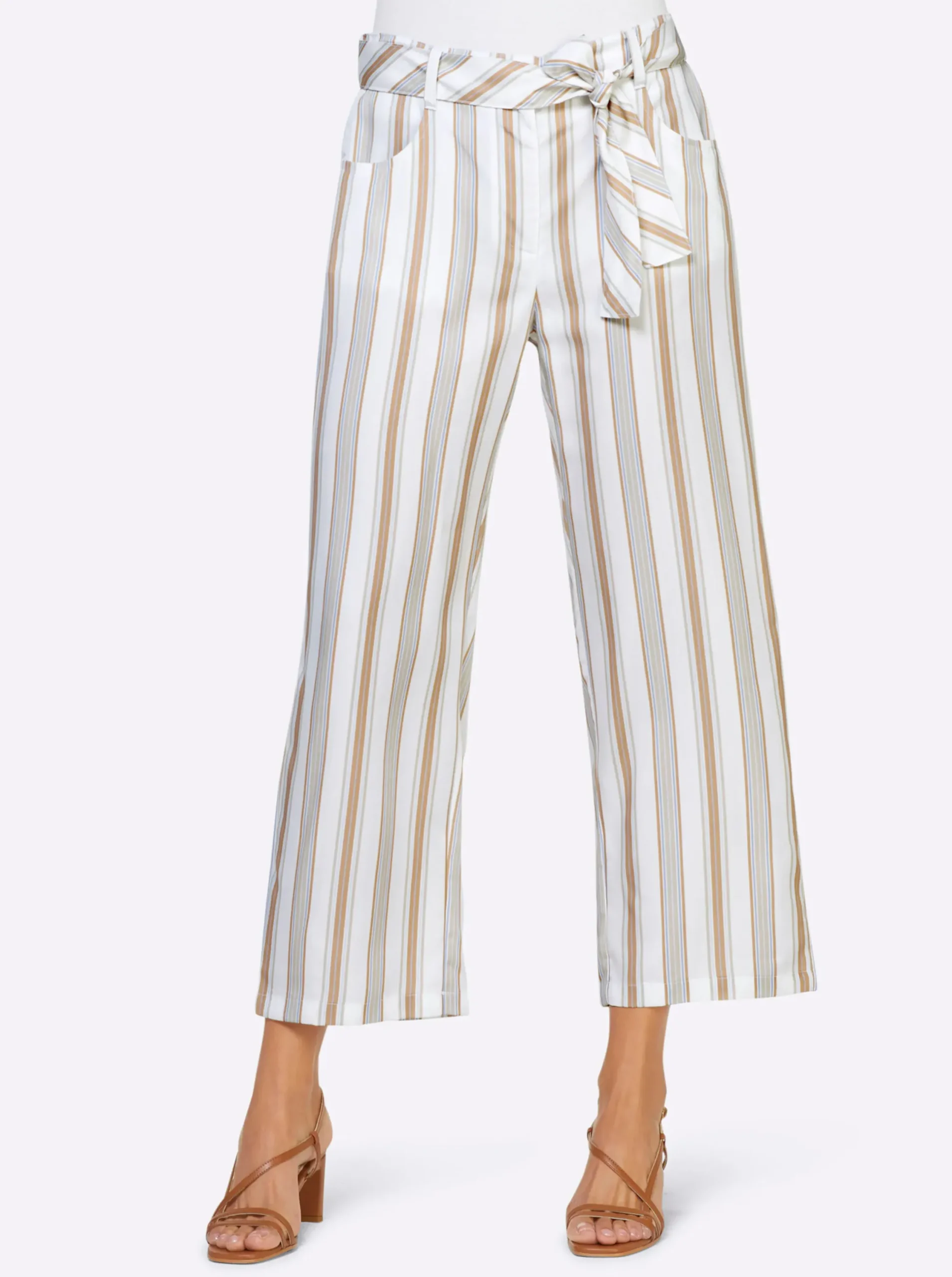 Strandmode|Hosen|heine 7/8-Hose hellblau-beige-gestreift