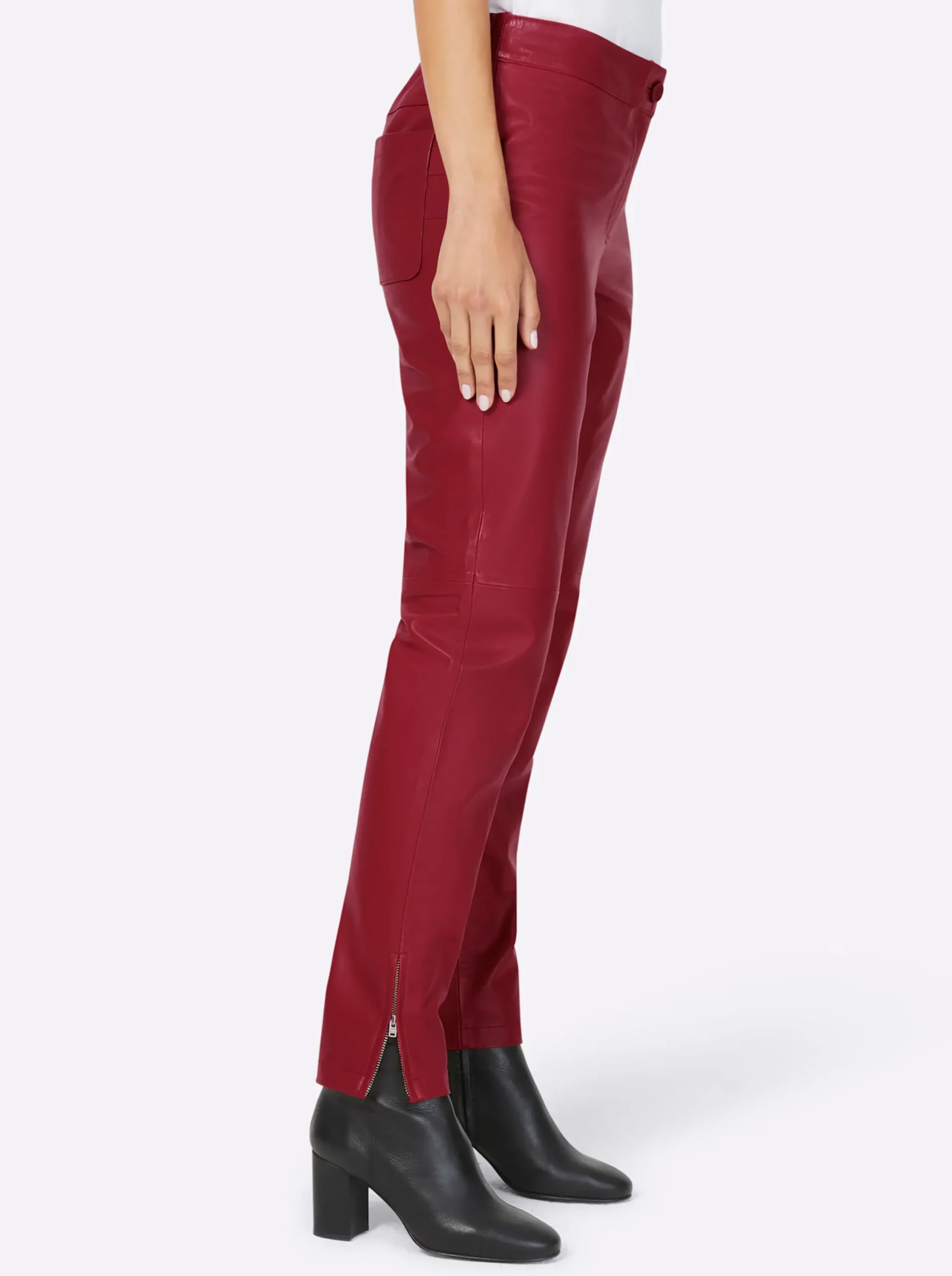 Ledershop|Hosen|heine Hose aus Lamm-Nappa kirsche