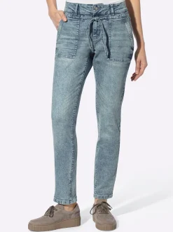 Hosen|heine Hose mit Bindeband blue-stone-washed