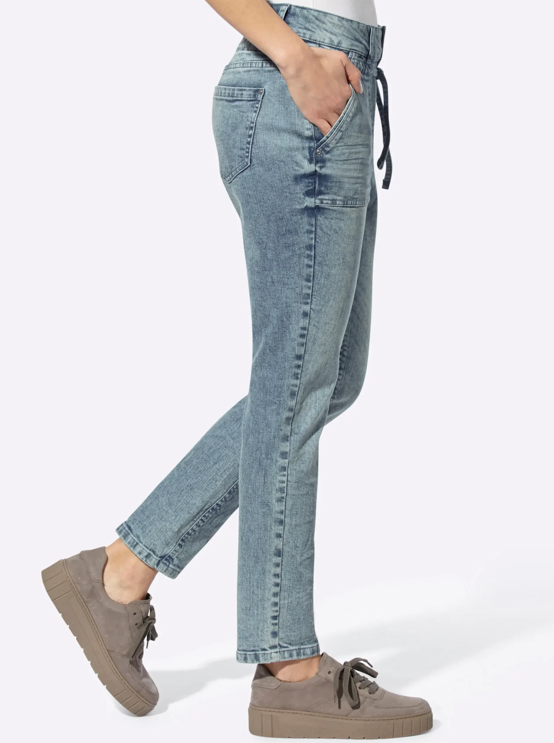 Hosen|heine Hose mit Bindeband blue-stone-washed