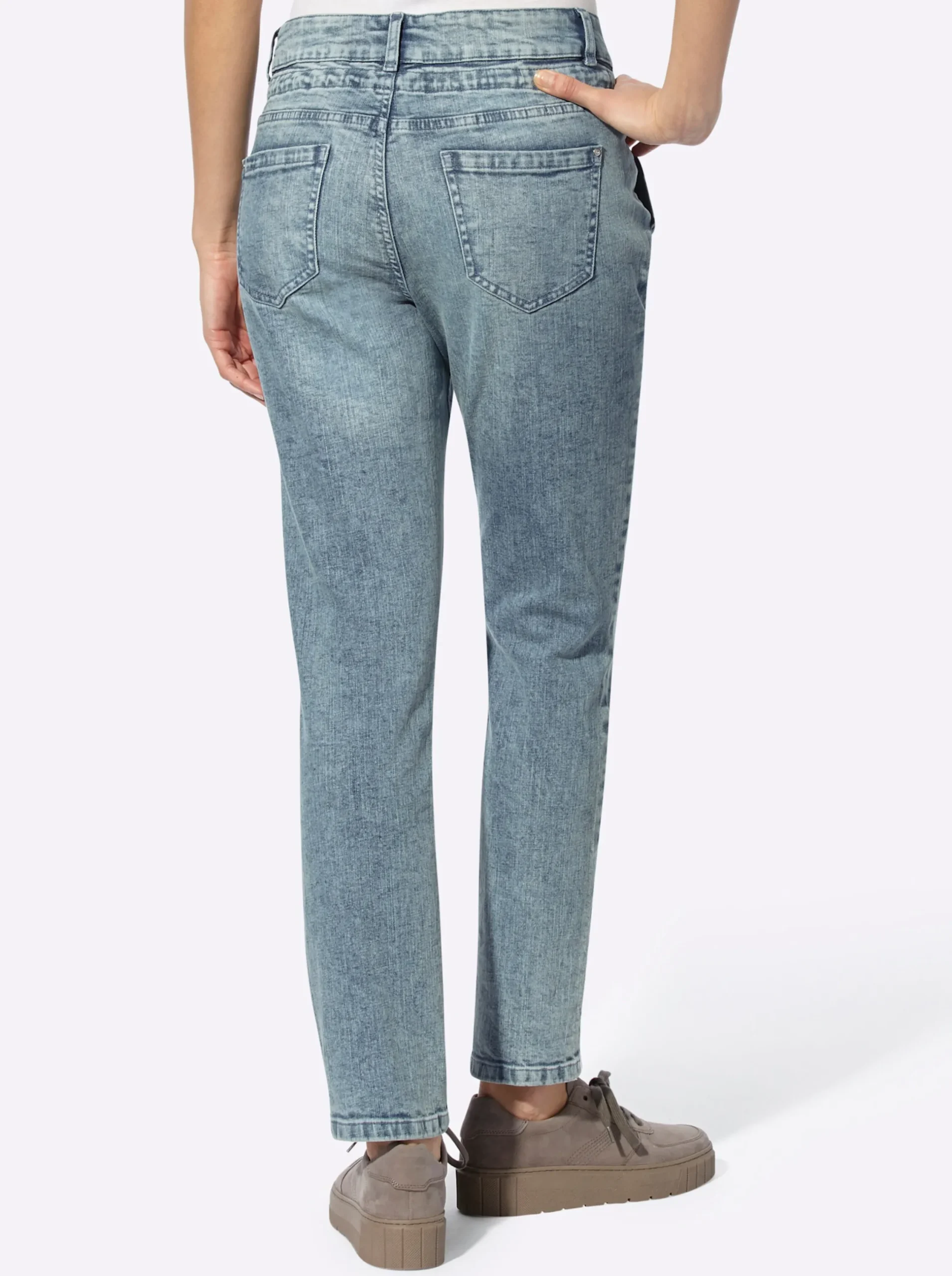 Hosen|heine Hose mit Bindeband blue-stone-washed