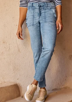 Hosen|heine Hose mit Bindeband blue-stone-washed