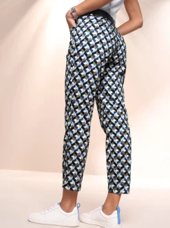 Hosen|heine 7/8-Hose mit Fake-Leistentaschen bleu-dunkeltaupe-bedruckt