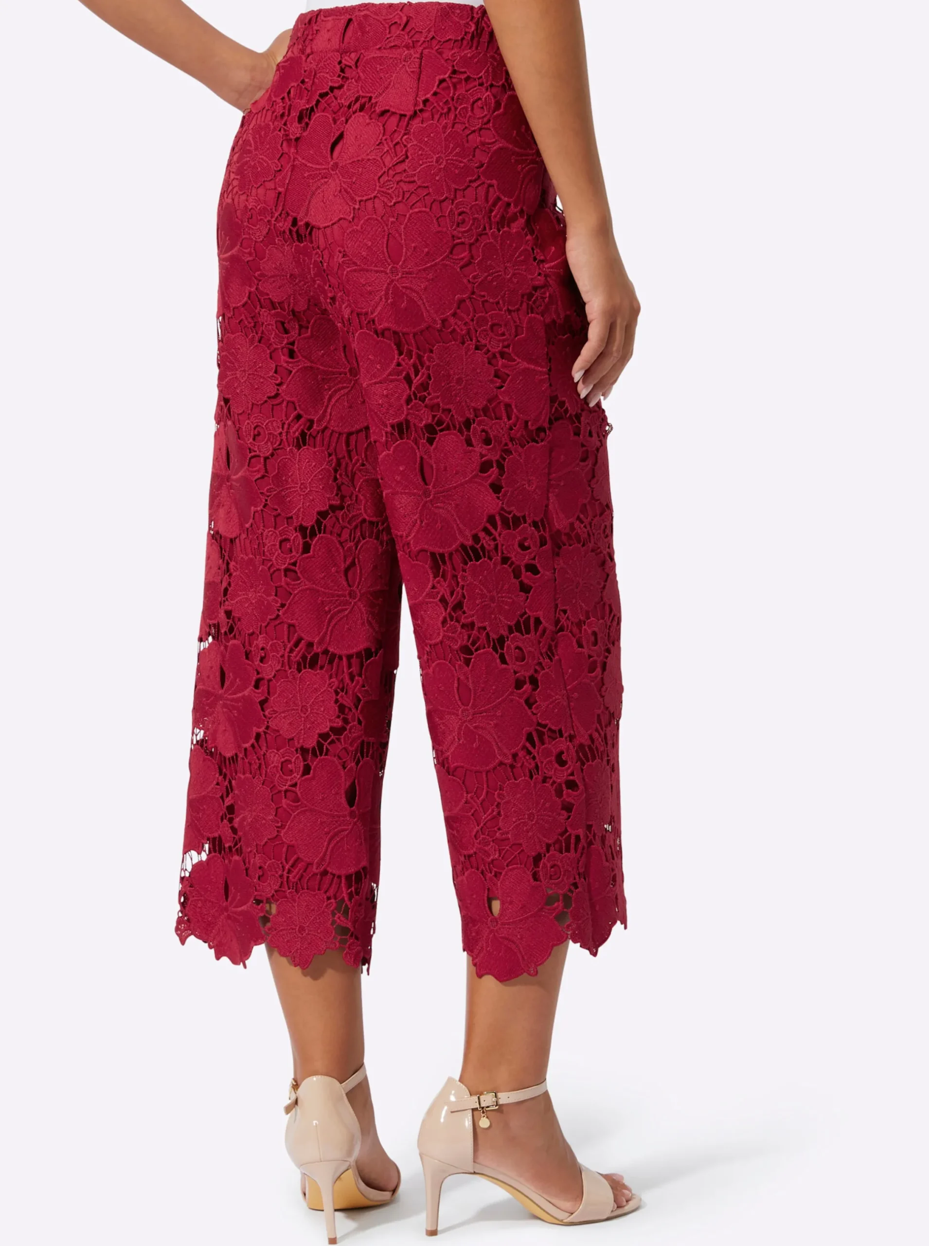 Hosen| 7/8-Hose mit gewellten Beinabschlüssen kirsche