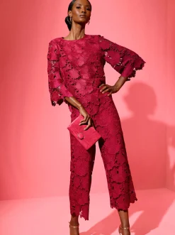 Hosen| 7/8-Hose mit gewellten Beinabschlüssen kirsche