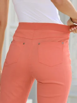 Jeans| 7/8-Hose mit Jersey-Bund in softer Qualität koralle