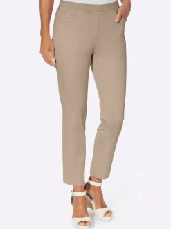 Strandmode| 7/8-Hose mit Jersey-Bund in softer Qualität beige