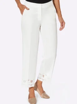 Hosen| 7/8-Hose mit Lasercut-Verzierung ecru