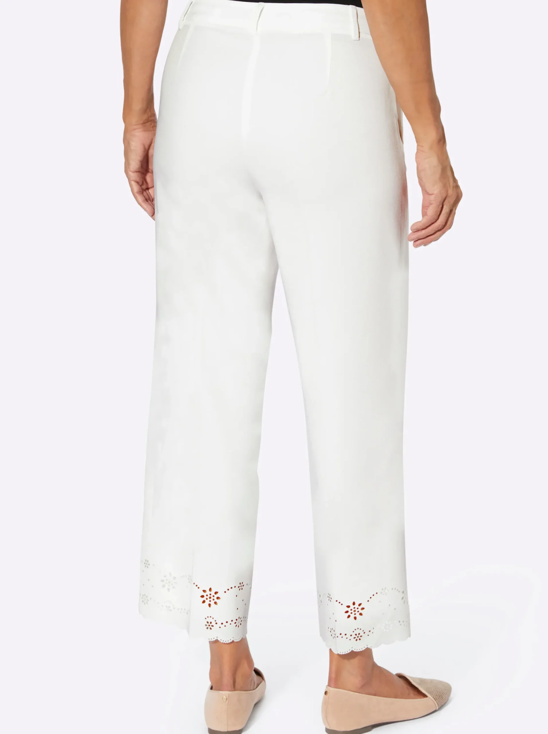 Hosen| 7/8-Hose mit Lasercut-Verzierung ecru