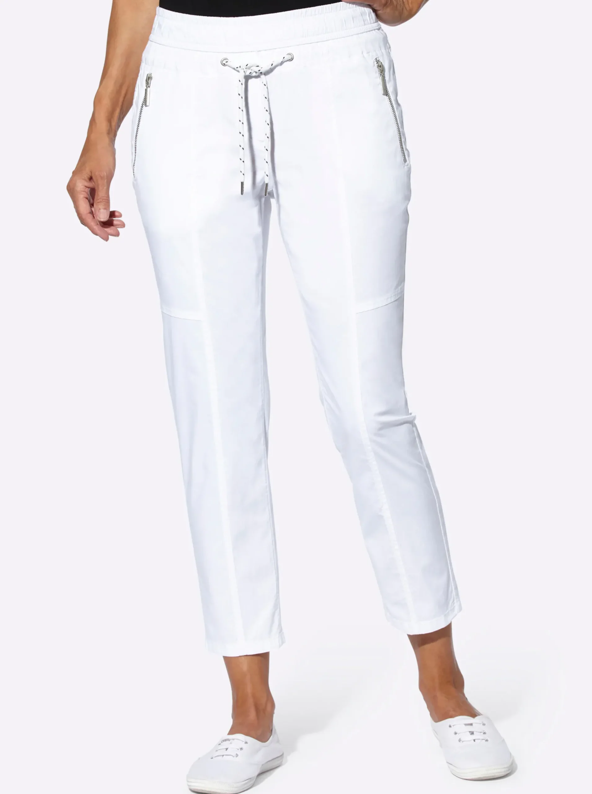 Hosen| 7/8-Hose mit Reißverschluss-Taschen weiß
