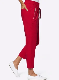 Hosen| 7/8-Hose mit Reißverschluss-Taschen rot