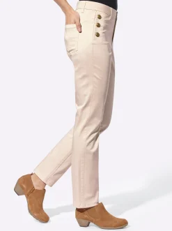 Hosen|heine Hose mit Zierknöpfen elfenbein