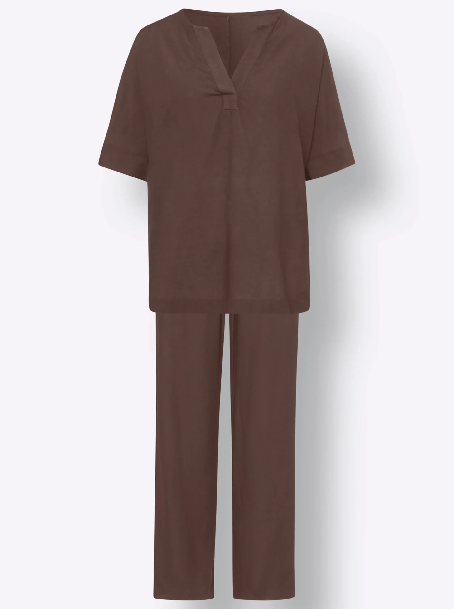 Hosen|heine Hosenanzug mit Leinen schoko