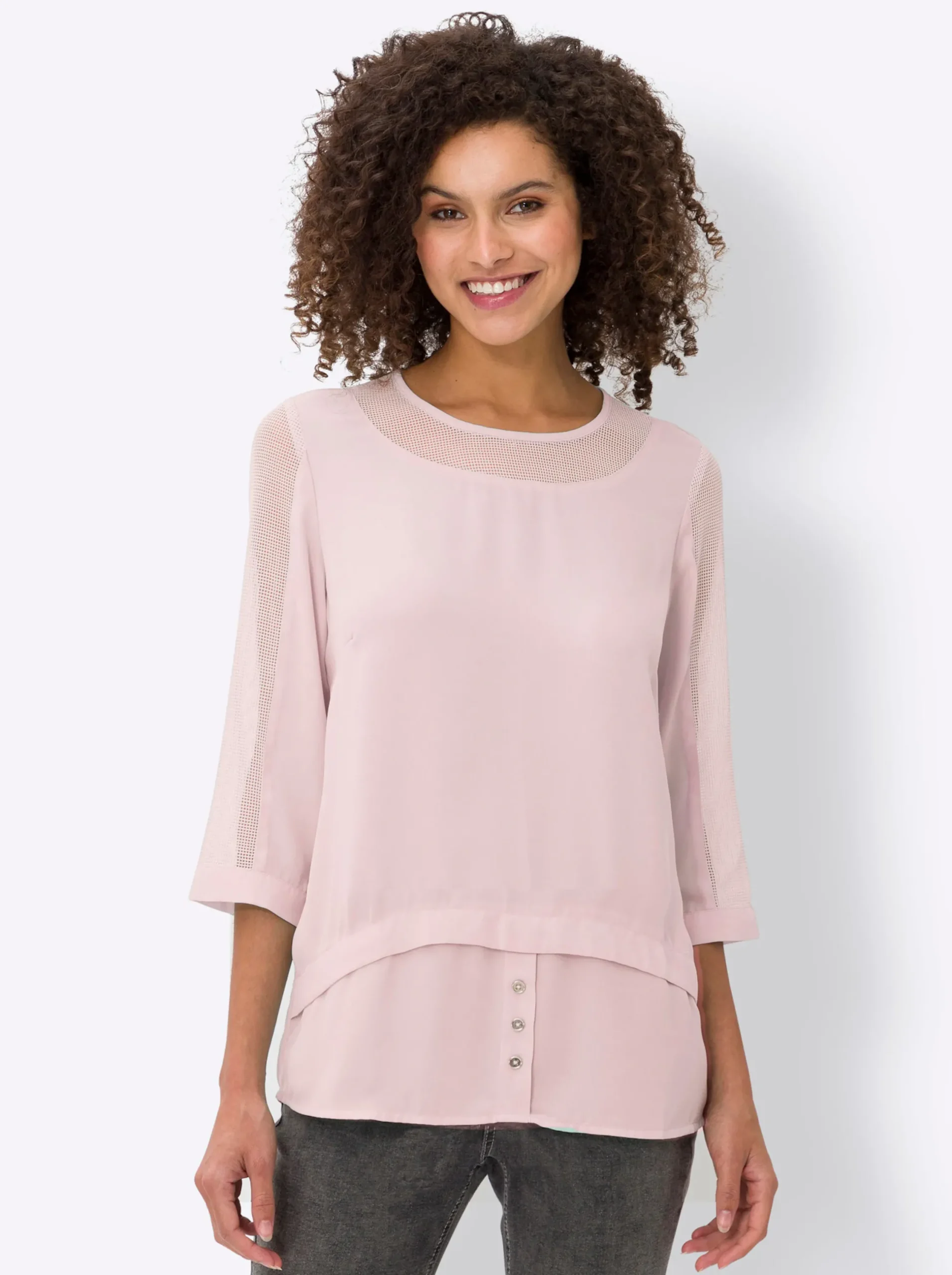 Strandmode|heine 2-in-1-Bluse hellrosé
