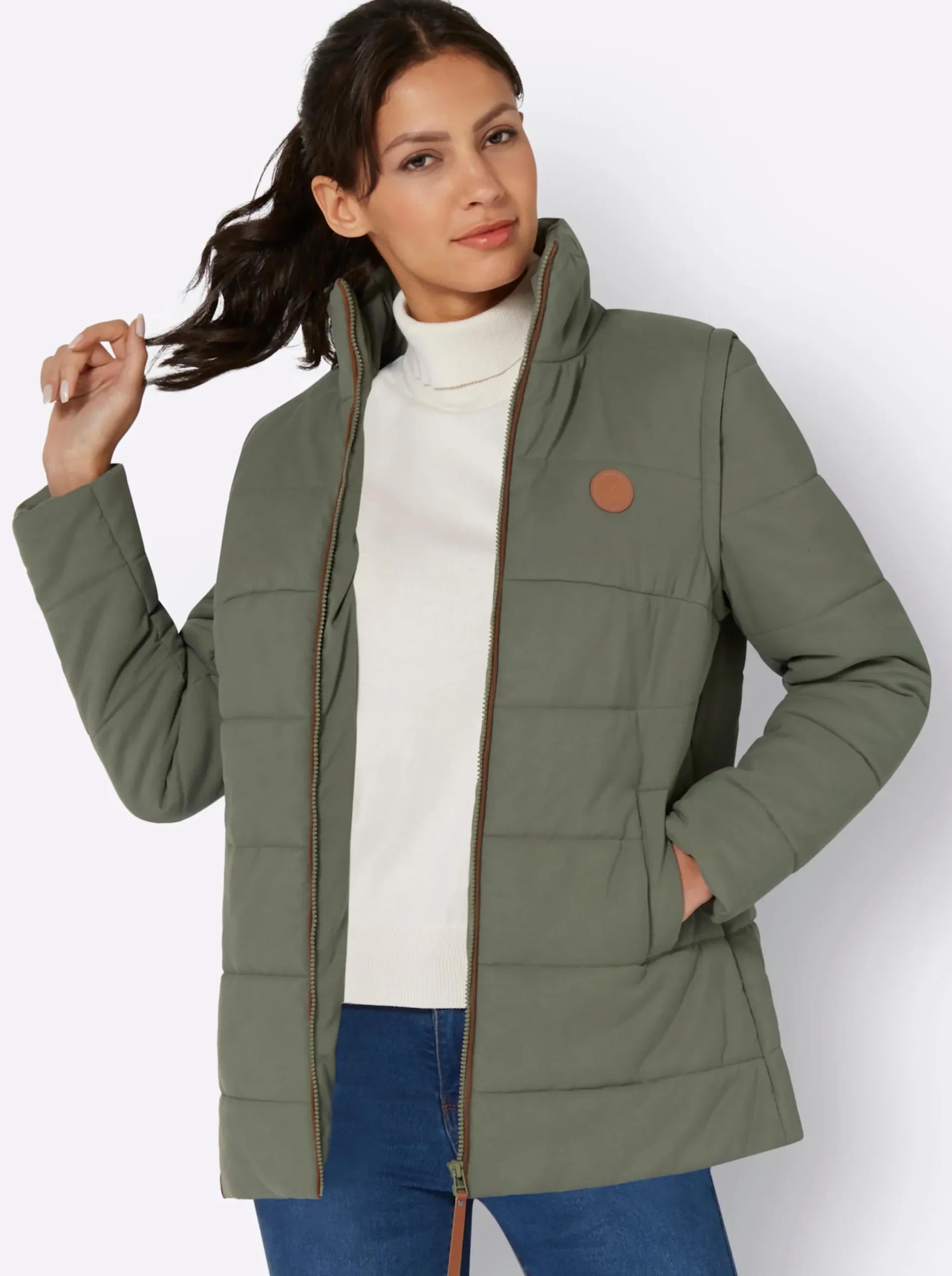 Jacken| 2-in-1-Jacke mit Kontrast-Futter khaki