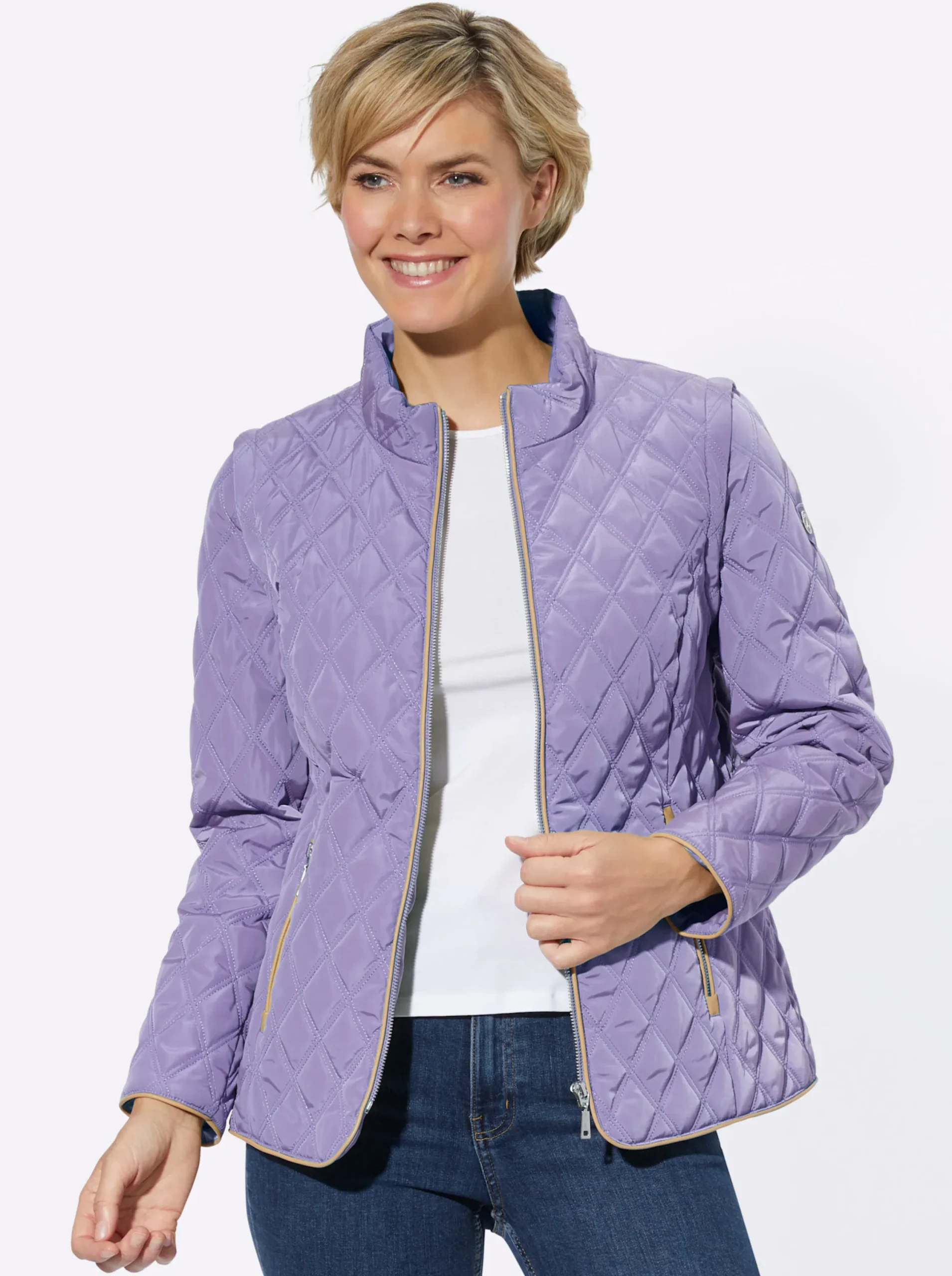 Jacken| 2-in-1-Jacke mit Rautensteppung lavendel