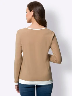 Shirts|heine 2-in-1-Langarmshirt camel-ecru