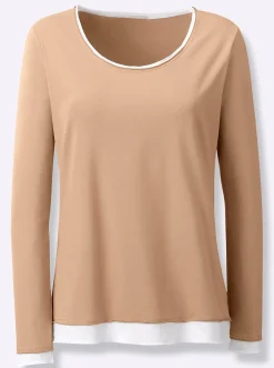 Shirts|heine 2-in-1-Langarmshirt camel-ecru