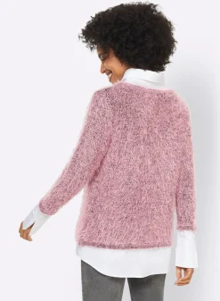 Pullover|heine 2-in-1-Pullover mit Brusttasche altrosa