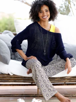 Pullover|heine 2-in-1-Pullover mit Jersey-Top marine-limone