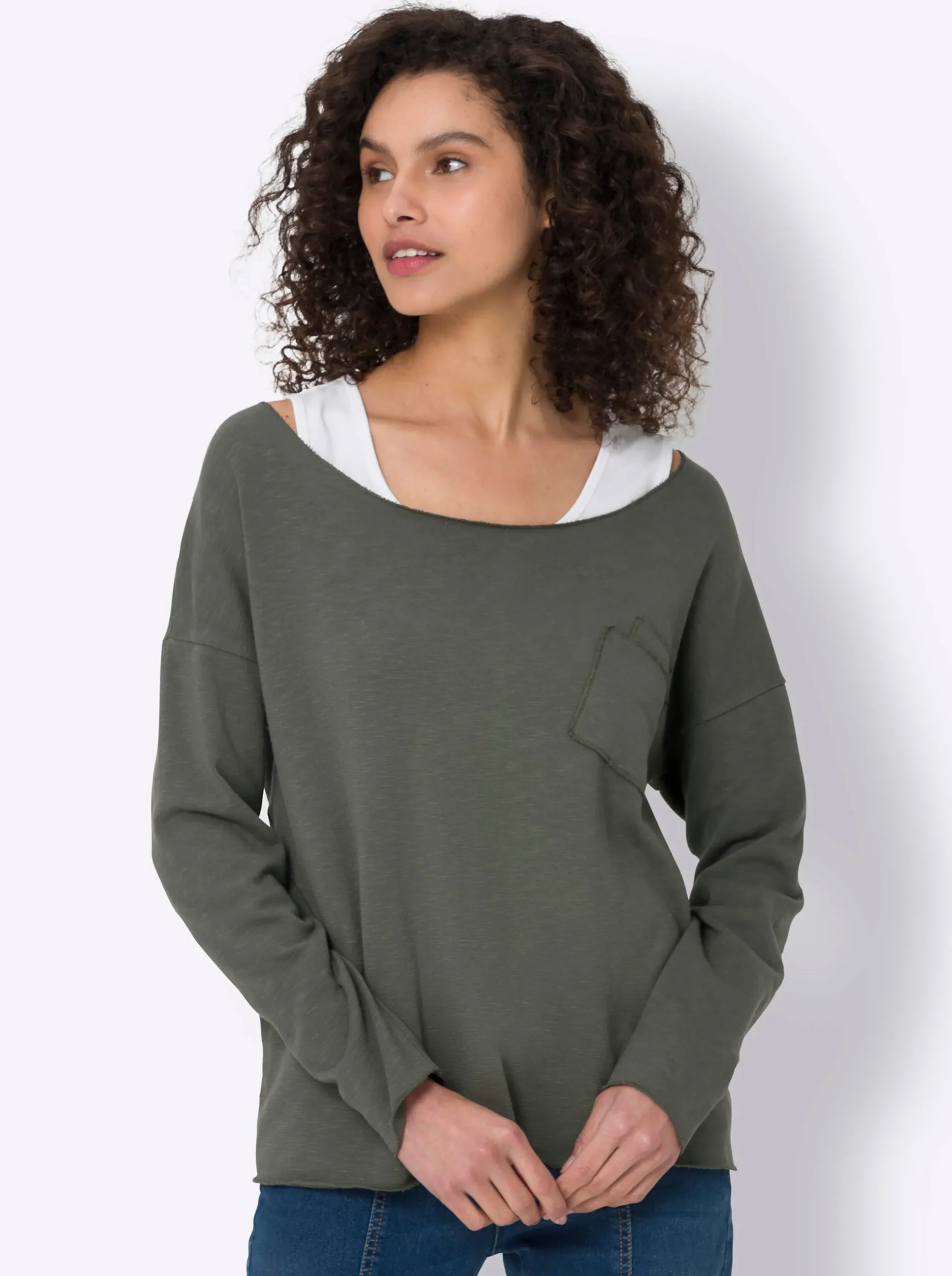 Shirts|heine 2-in-1-Shirt khaki-ecru