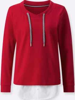 Shirts| 2-in-1-Shirt mit Blusensaum rot