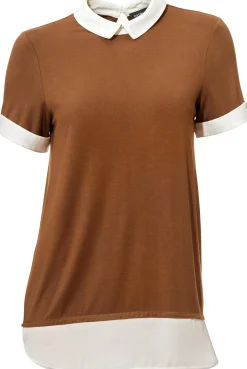 Shirts|heine 2-in-1-Shirt mit Chiffon-Einsätzen camel