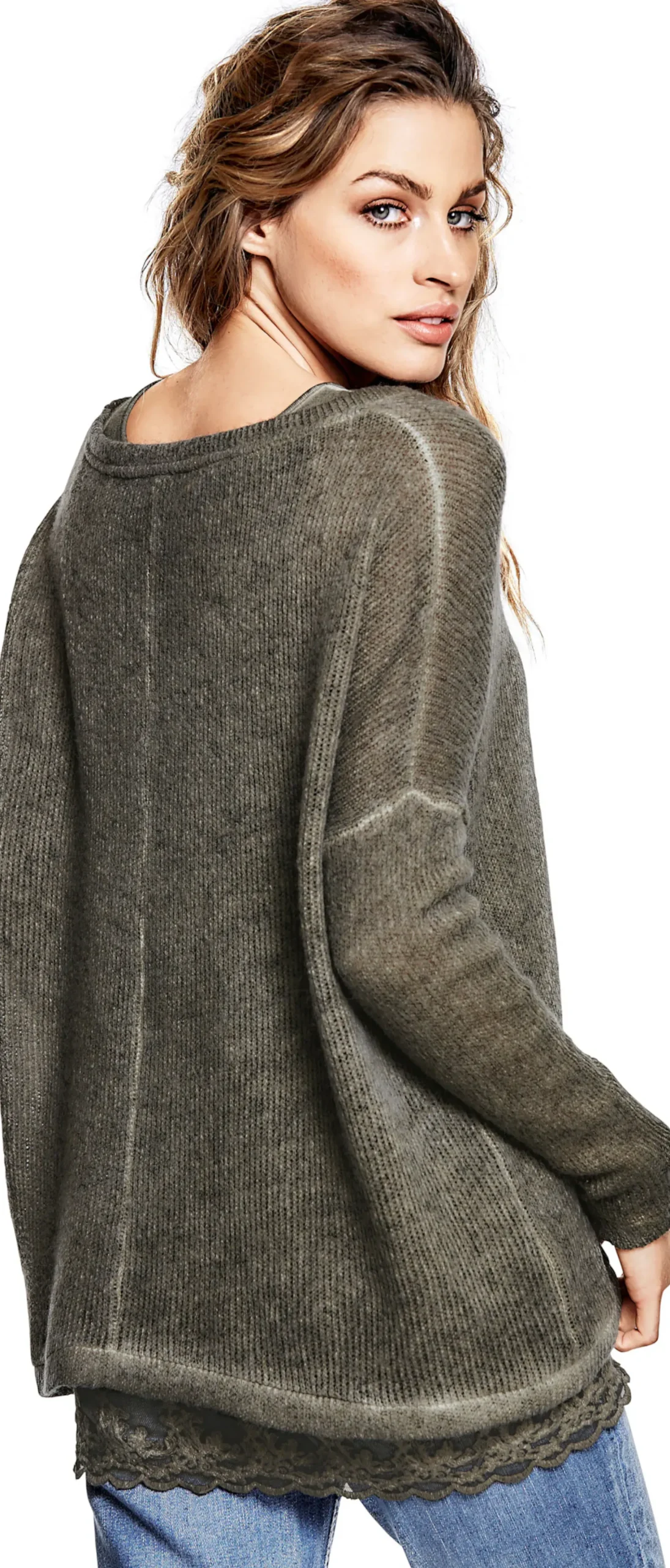 Shirts|heine 2-in-1-Shirt mit Schal khaki