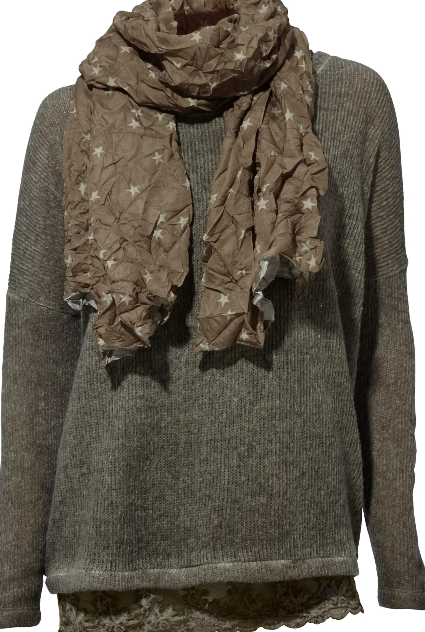 Shirts|heine 2-in-1-Shirt mit Schal khaki