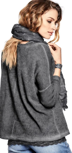 Shirts|heine 2-in-1-Shirt mit Schal grau