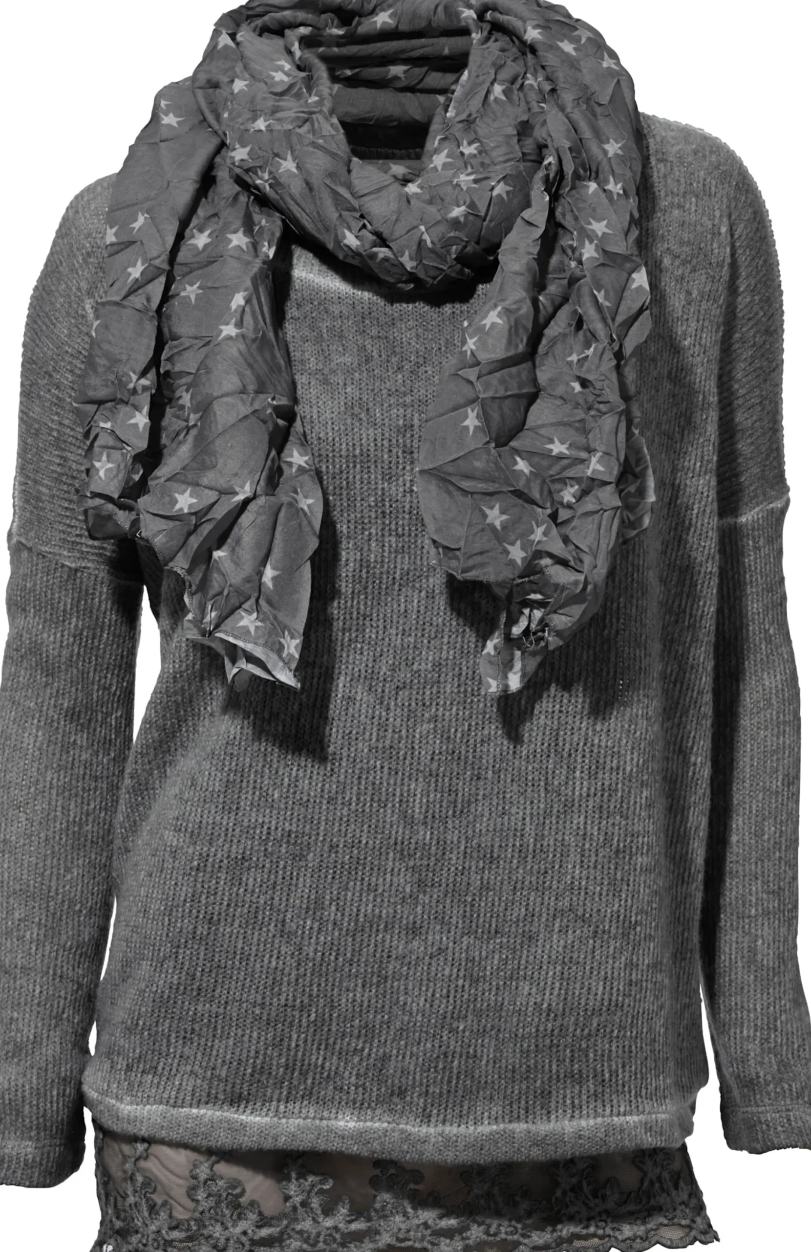 Shirts|heine 2-in-1-Shirt mit Schal grau