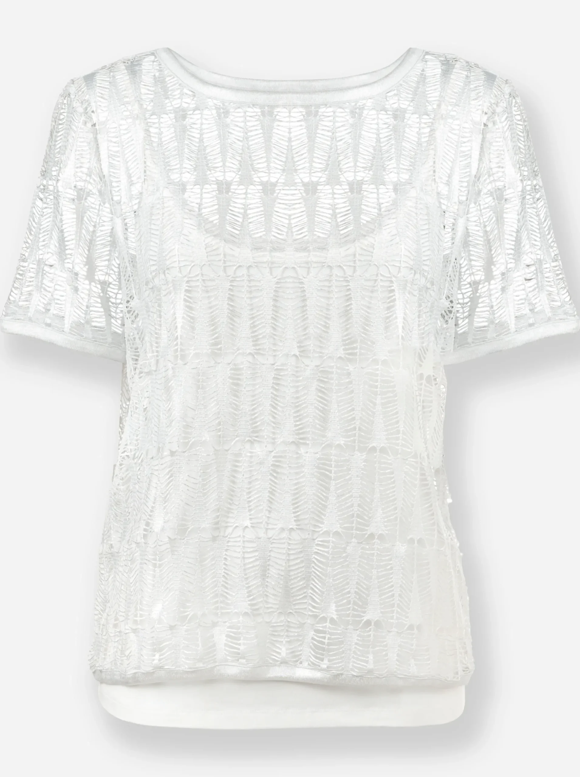 Shirts|heine 2-in-1-Shirt mit Spitze ecru-silberfarben-meliert