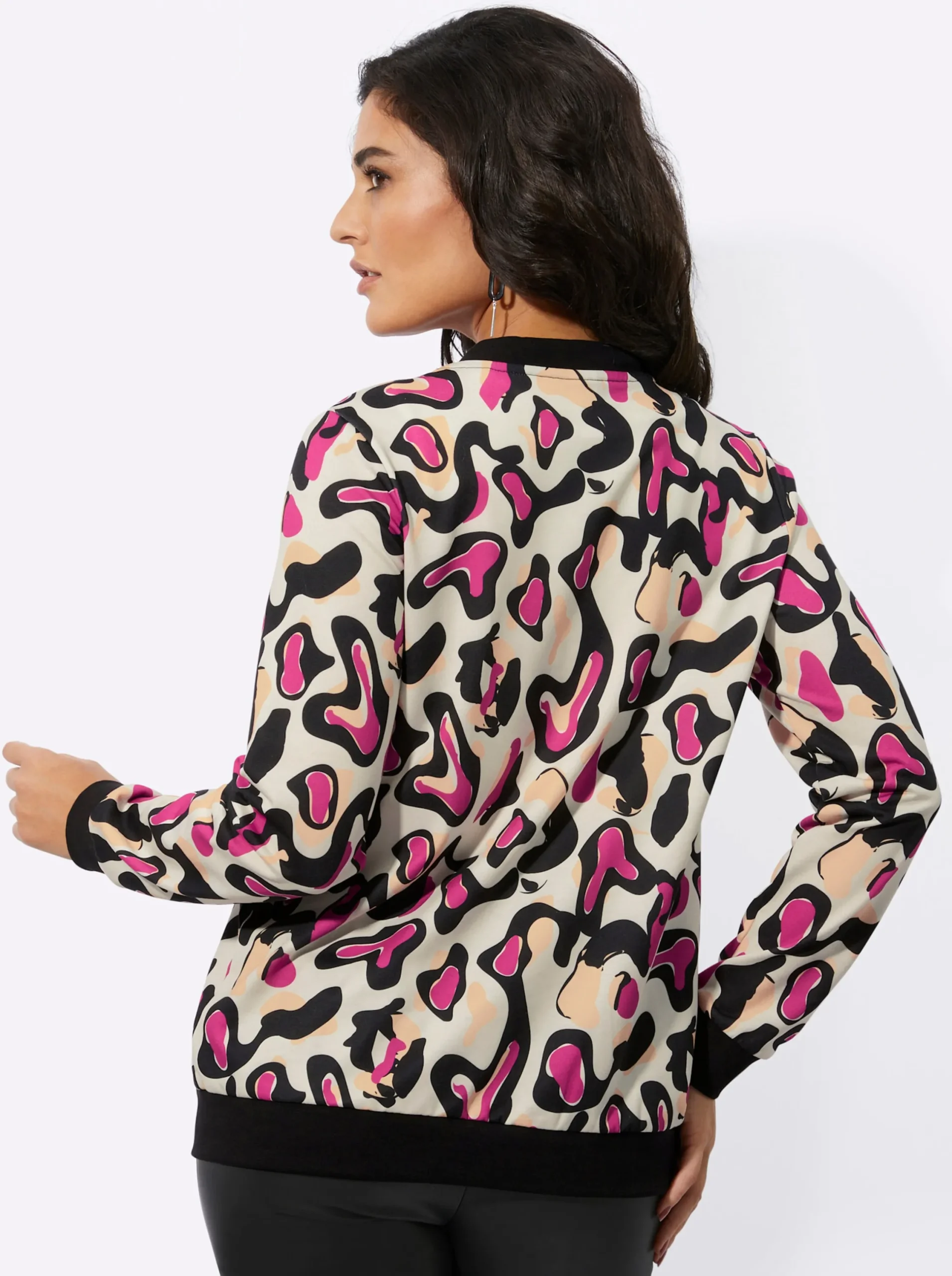 Homewear|Homewear| Jacke champagner-fuchsia-bedruckt