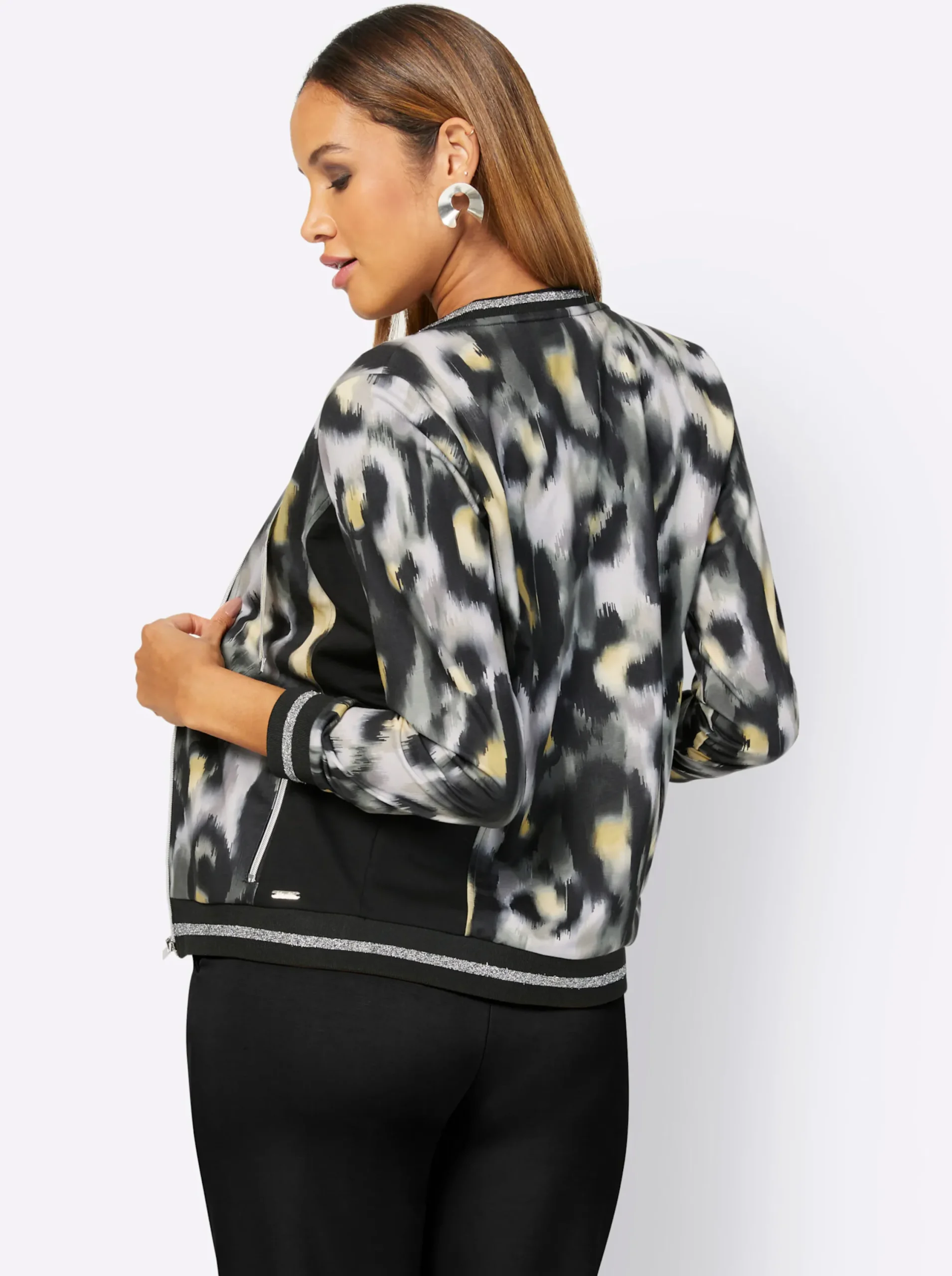 Homewear|Homewear| Jacke hellgrau-zitrone-bedruckt