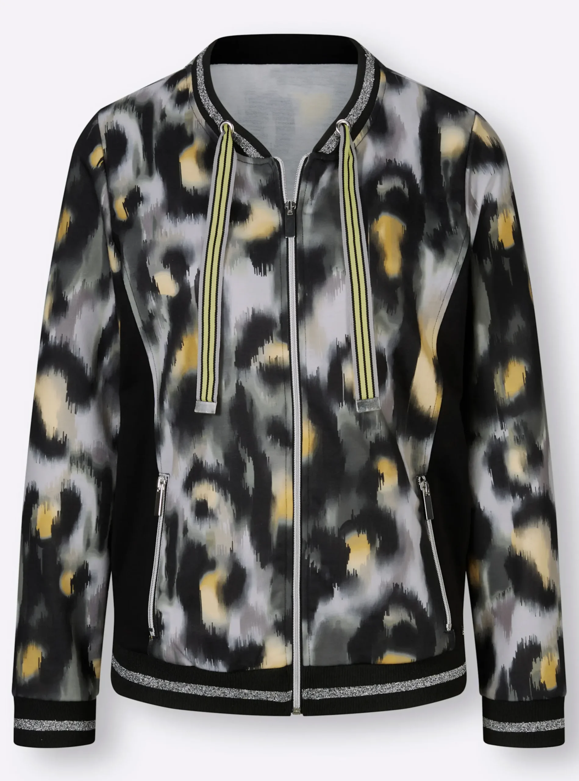 Homewear|Homewear| Jacke hellgrau-zitrone-bedruckt