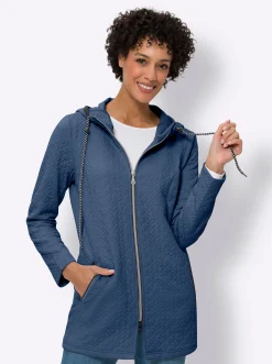 Jacken| Jacke aus gestepptem Jersey-Jacquard jeansblau