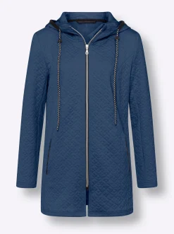 Jacken| Jacke aus gestepptem Jersey-Jacquard jeansblau