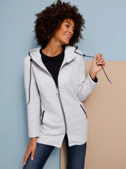 Jacken| Jacke aus gestepptem Jersey-Jacquard hellgrau