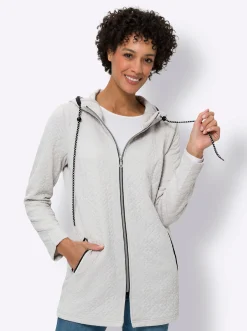 Jacken| Jacke aus gestepptem Jersey-Jacquard hellgrau