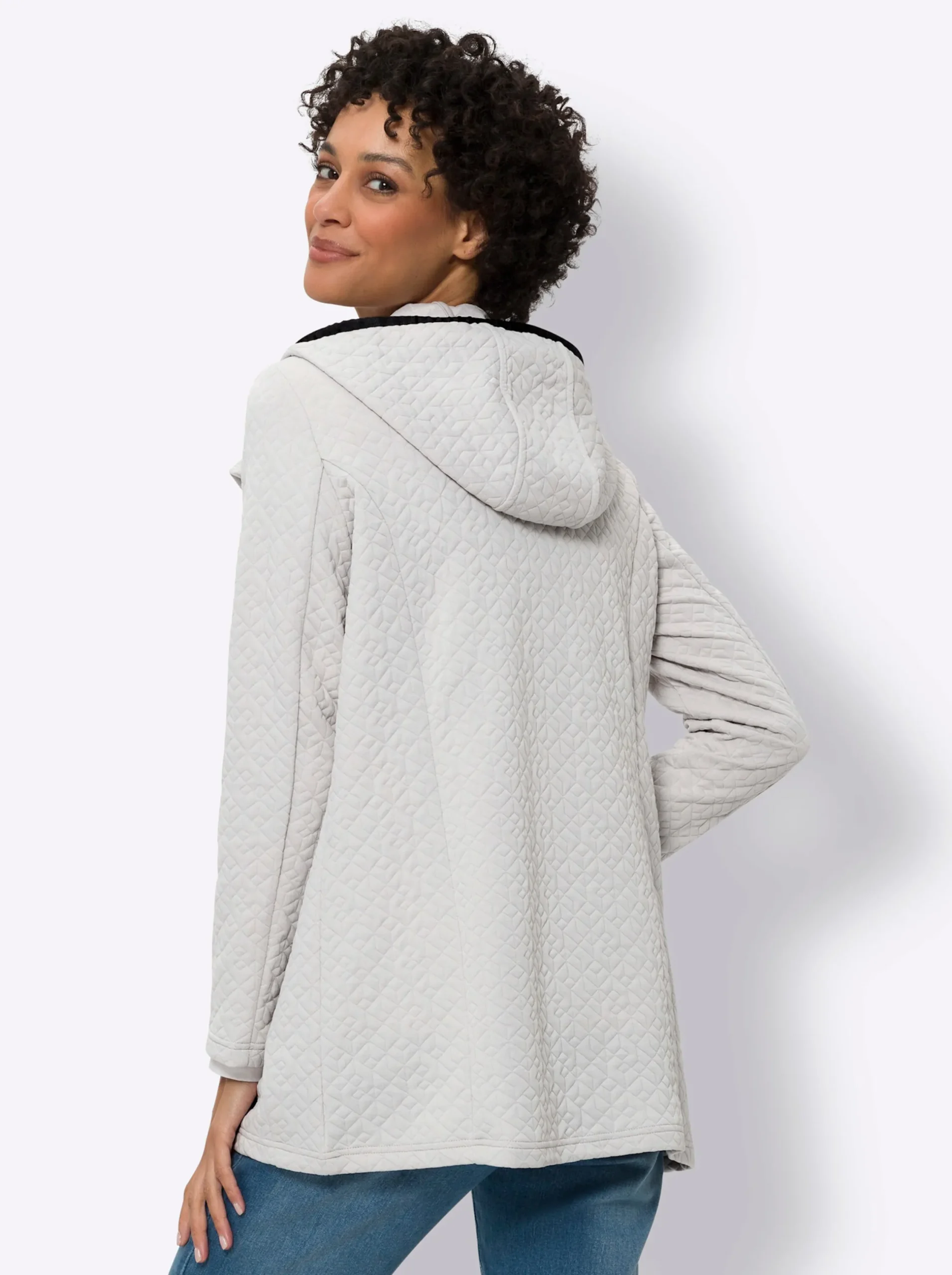 Jacken| Jacke aus gestepptem Jersey-Jacquard hellgrau