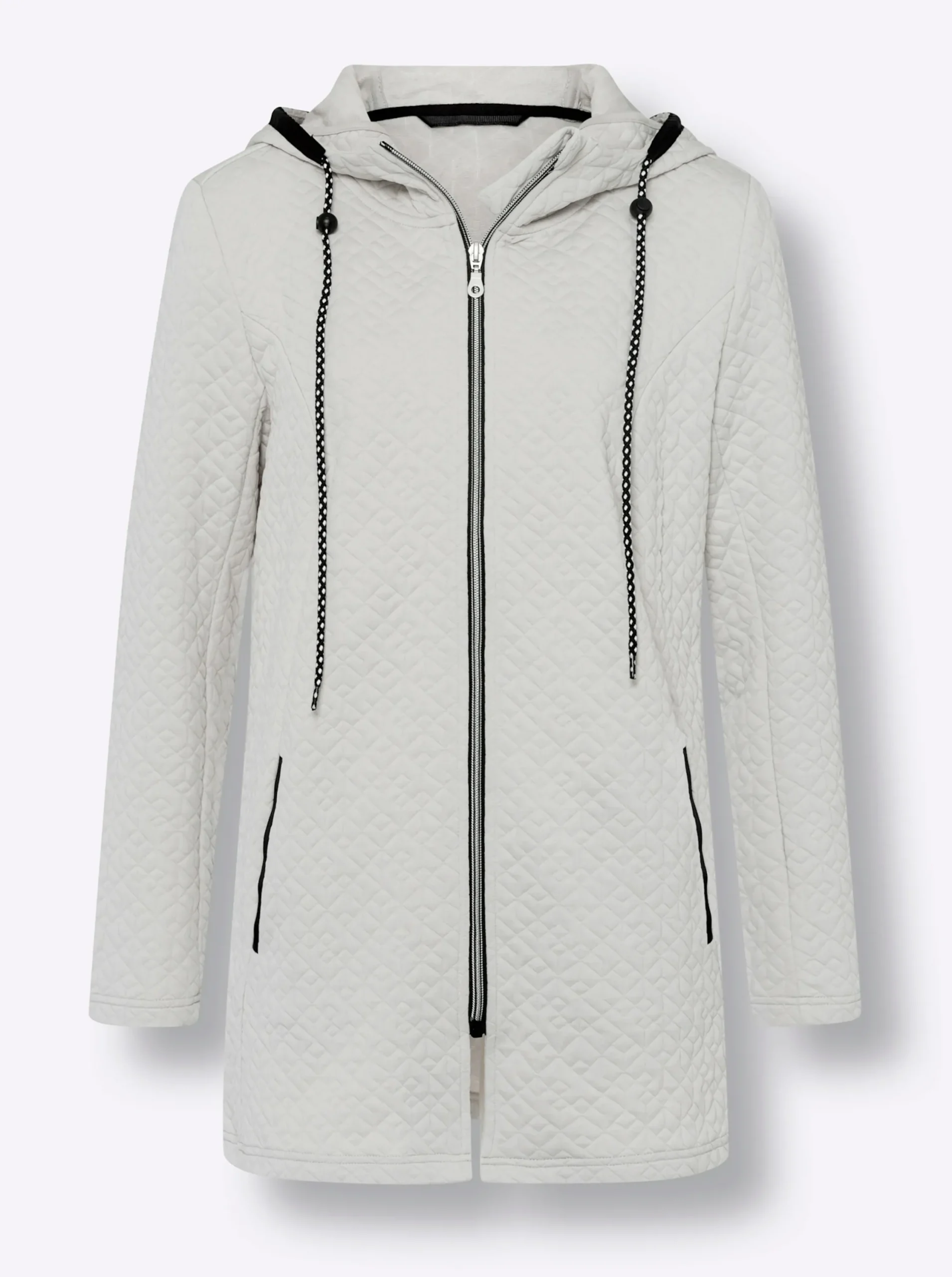 Jacken| Jacke aus gestepptem Jersey-Jacquard hellgrau