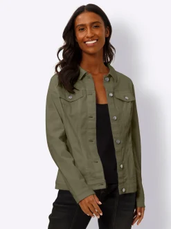 Jacken|heine Jacke mit Hemdkragen khaki