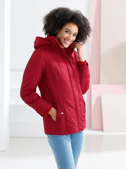 Jacken| Jacke mit Rippbündchen als Windschutz rot
