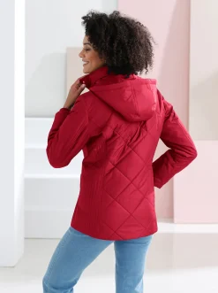 Jacken| Jacke mit Rippbündchen als Windschutz rot