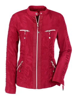 Blazer| Jackenblazer mit edlem Glanz und Faltenpartien rot