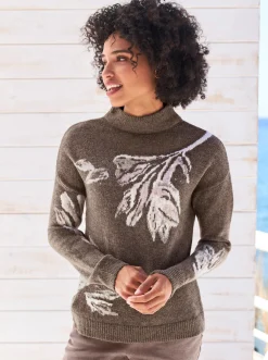 Pullover|heine Jacquard-Pullover dunkeltaupe-ecru-gemustert