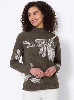 Pullover|heine Jacquard-Pullover dunkeltaupe-ecru-gemustert